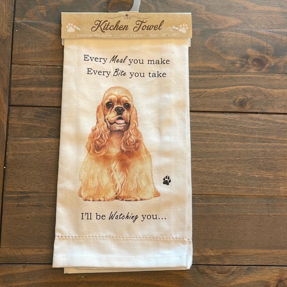 NWT E & S Imports 26” x 18” Buff Cocker Spaniel Kitchen Towel Dog Puppy - Picture 2 of 6